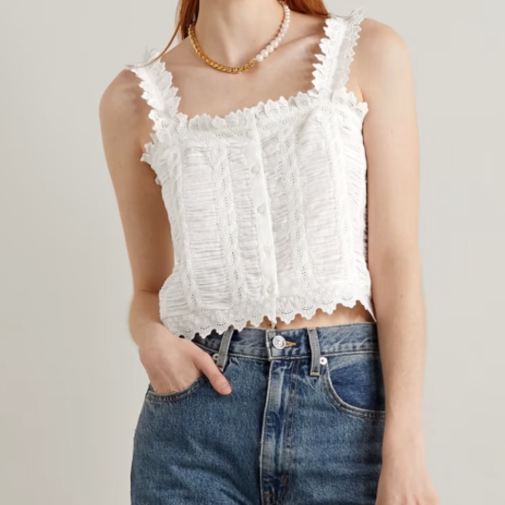 Doen Ari Top Tank Salt Embroidered White Size Small